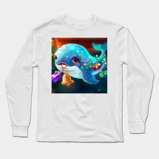 Cute Whale Drawing Long Sleeve T-Shirt